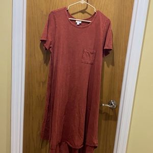 Lularoe Red Distressed Carly L EUC